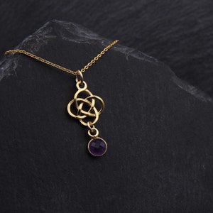 Outlander Celtic Amethyst Necklace Gold Jewelry. Celtic Necklace Outlander Jewelry Scottish Gifts. Gold Vermeil Birthstone Jewelry Gift