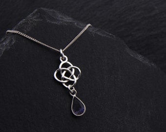 Outlander Iolite Necklace Sterling Silver Scottish Jewelry. Water Sapphire Necklace September Birthstone Jewelry. Viking Necklace Bride Gift