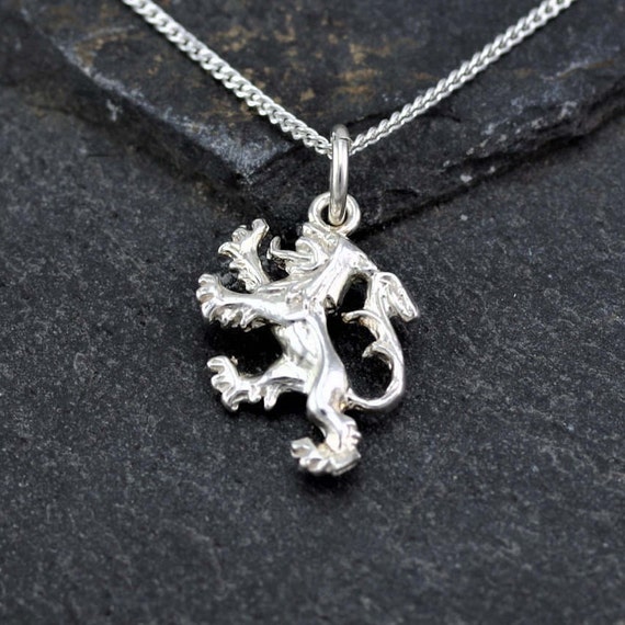 Medieval Scottish Lion Rampant Necklace Sterling Silver