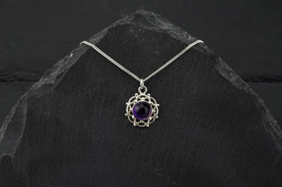 Victorian Amethyst Necklace Sterling Silver Edwardian Jewelry Scottish Gifts. Victorian Necklace February Birthstone Jewelry Gift. Gemstone