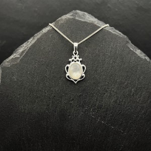 Victorian Mother of Pearl Necklace Sterling Silver Edwardian Pendant Scottish Jewelry Outlander Gifts. Victorian Necklace Wedding Jewelry