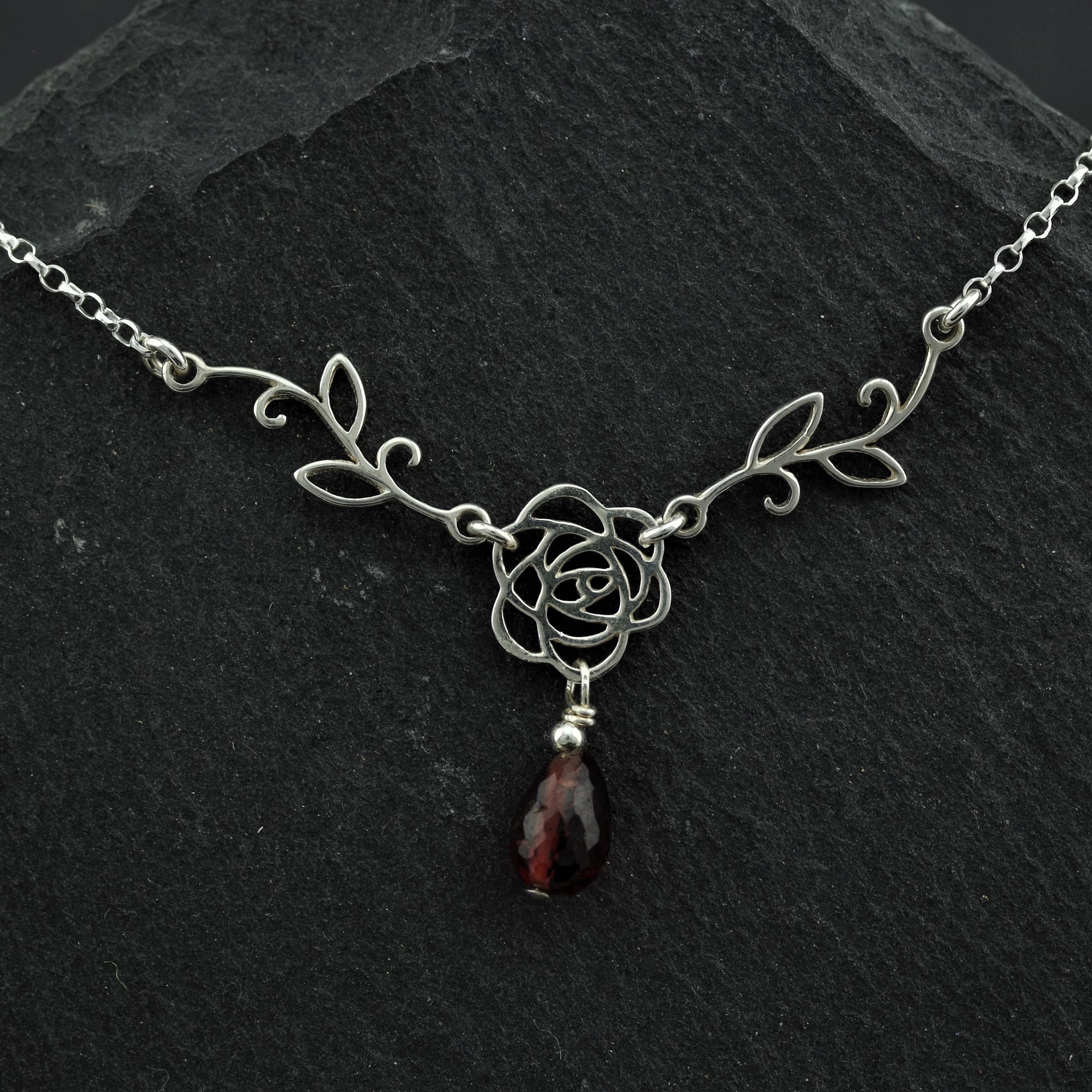 Tudor Rose Necklace Sterling Silver Necklace Etsy