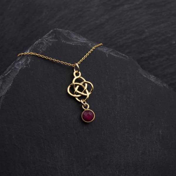 Outlander Celtic Ruby Necklace Gold Vermeil Jewelry. Celtic Necklace Outlander Jewelry Scottish Gifts. Gold Necklace July Birthstone Jewelry