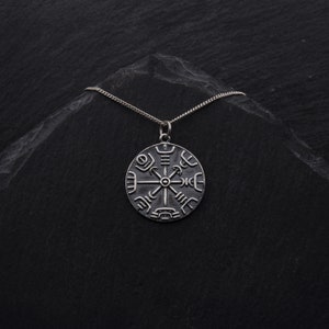 Vegvisir Pendant Sterling Silver Viking Necklace. Shieldmaiden Necklace Norse Jewelry Scottish Gifts. Runic Compass Necklace Men Jewelry