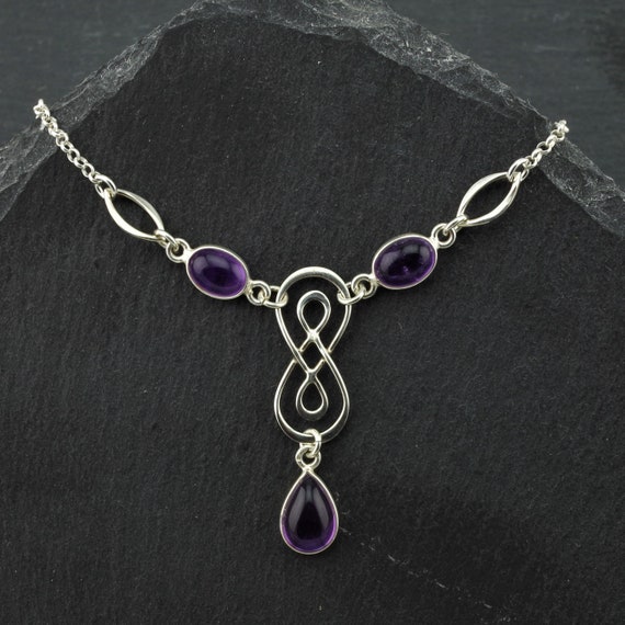 Celtico Nodo 925 Argento Sterling Collana Scelta Di Gemma
