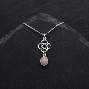 Collana celtica in opale rosa, gioielli in argento sterling elfico. Collana celtica, gioielli da strega, regali scozzesi. Regalo di compleanno di ottobre, gioielli fantasy