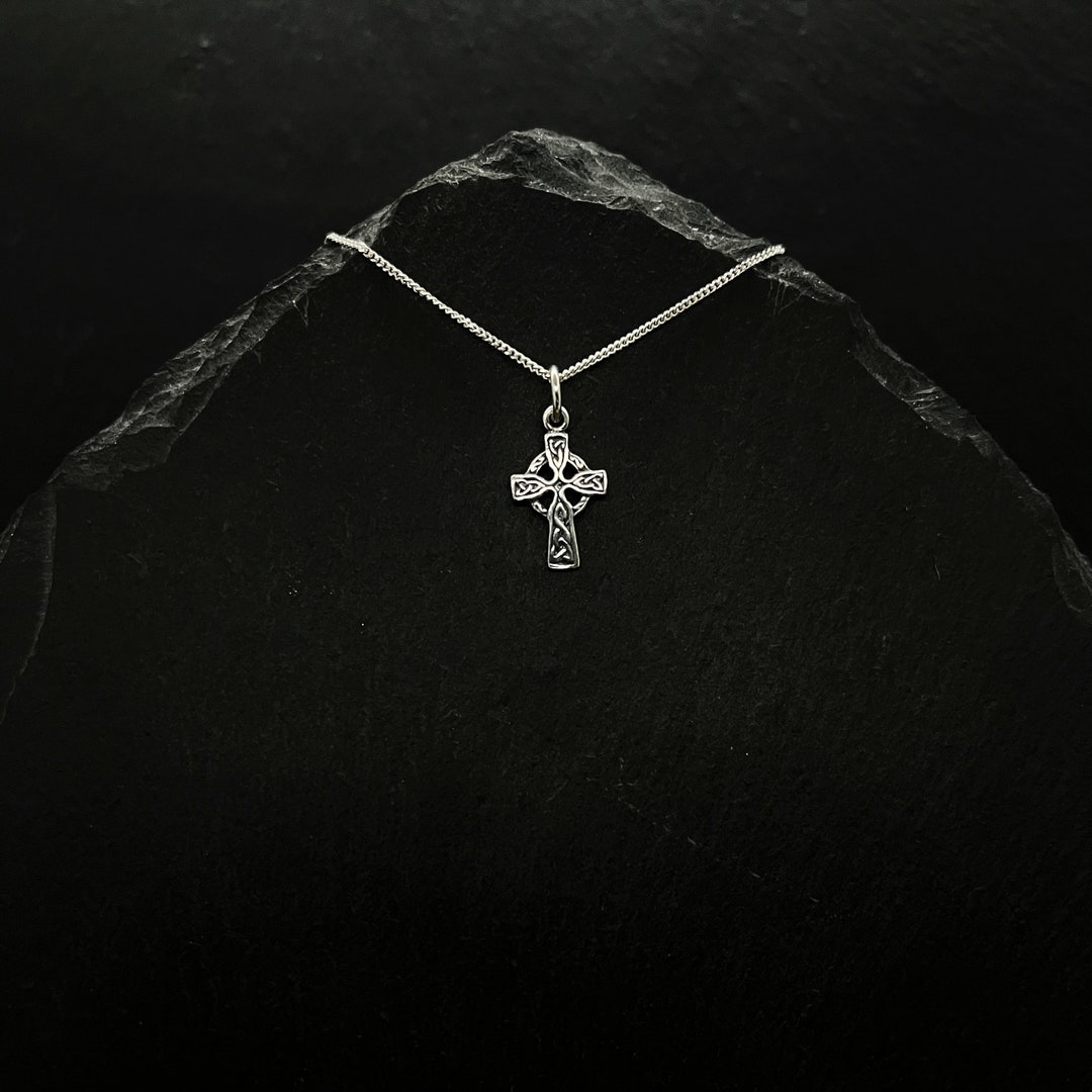 Dainty Celtic Cross Necklace Sterling Silver Cross Pendant Men Jewelry ...