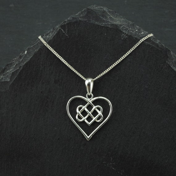 Spoo-Design | Heart Necklace Pendant with Celtic Knots, Infinite Love | 925  silver necklace