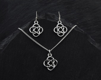 Outlander Celtic Jewelry Set Sterling Silver Scottish Pendant Celtic Earrings Irish Jewelry. Celtic Necklace Love Knot Jewelry Wedding Gift