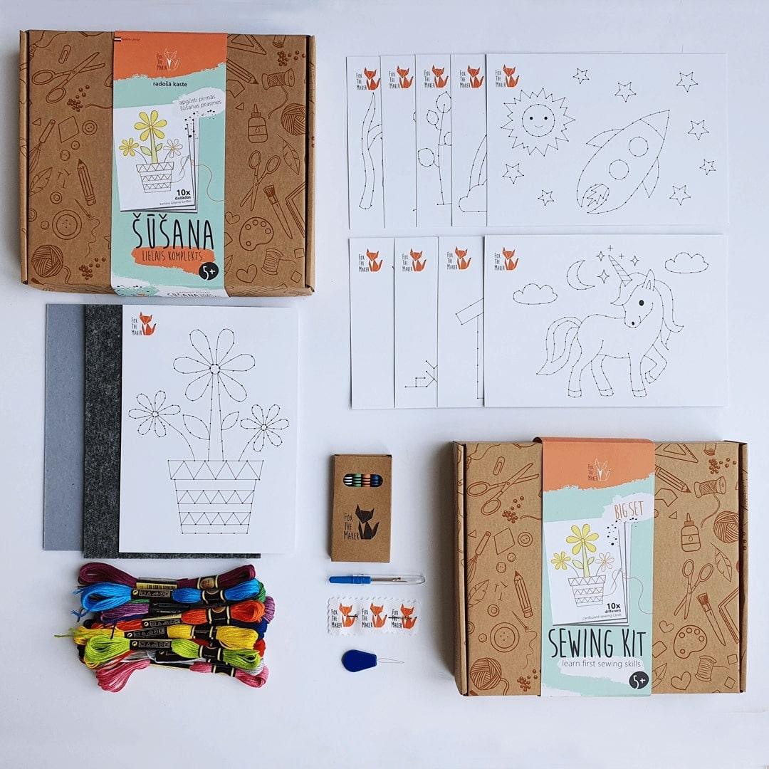 Kids Sewing Kit Beginner Sewing Kit for Children Aged 5-8 Montessori Paper Sewing  Kit for Children With 6 Cardboard Sewing Cards 