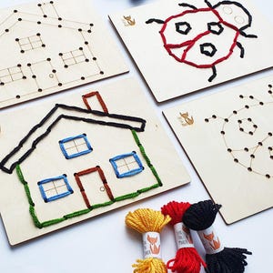 Kit de costura para principiantes. Kit de manualidades para niños. Kit de motricidad fina. Regalo de cumpleaños para niños de 3, 4 y 5 años. Kit de costura para preescolar.