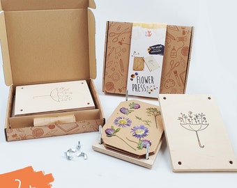 Wooden Flower Press for adults kids teens. Gift for art and craft lovers. Portable plant press, Herbarium, Leaf Press, Gift for Gardener