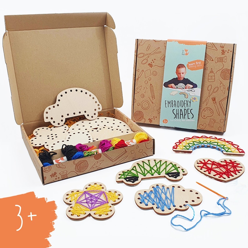 Kids Learn to Sew Kit With Plastic Needle Montessori Sewing Etsy