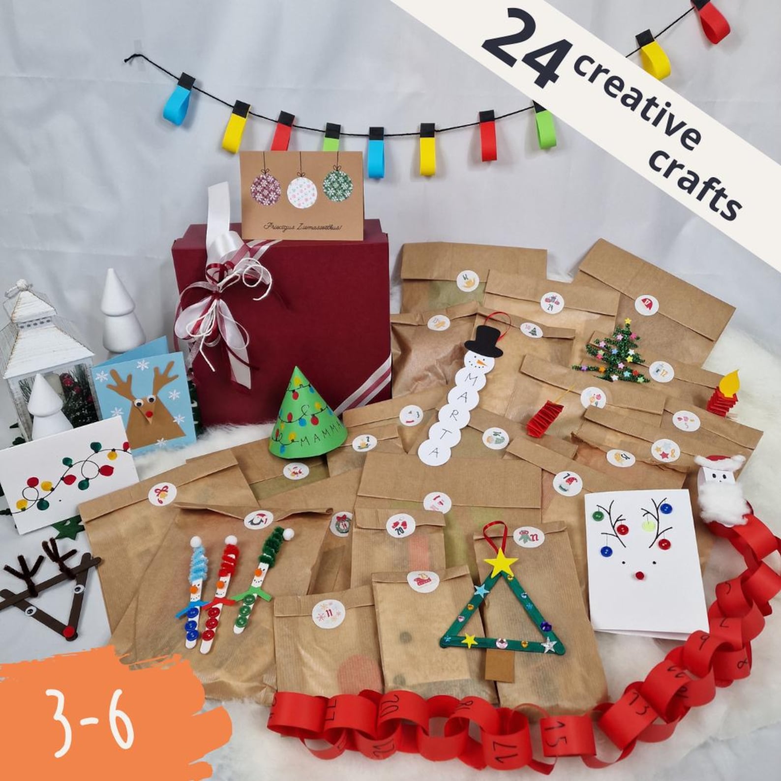 DIY Advent Calendar Craft for Kids 24 Days. DIY Christmas Projects for ...