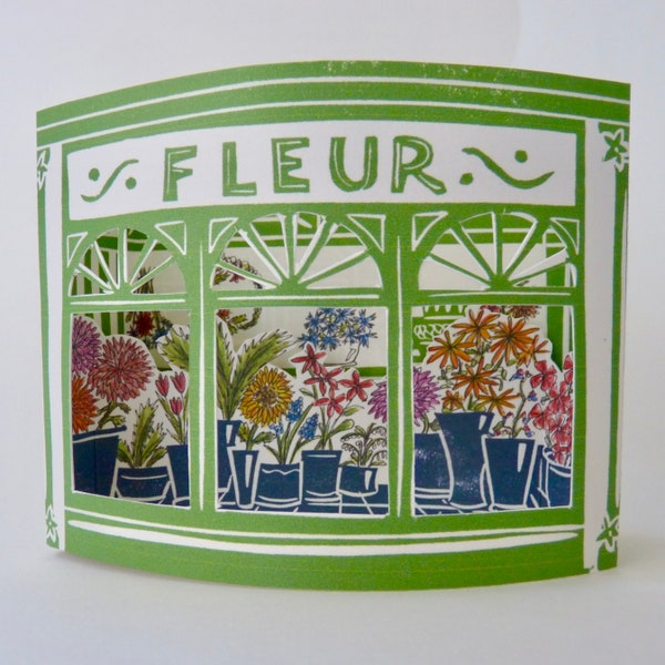 3D Miniature Shop Fleur The Florist From A Lino Cut Print