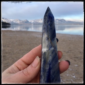 Lapis tower, blue stone wand, six sided crystal