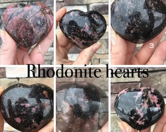 Rhodonite puffy heart, stone heart, crystal hearts, sallysgemtreasures, rocks for home