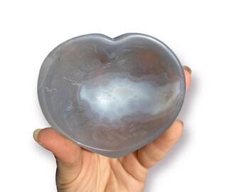 Mini agate bowl, heart shape crystal dish, stone ashtray, trinket bowl