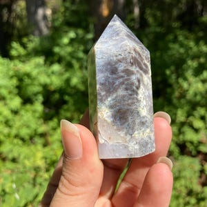 Dendritic opal tower, stone obelisk,  wand, winter stone, sallysgemtreasures