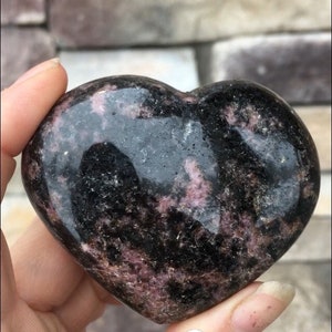 Rhodonite puffy heart, stone heart, crystal hearts, sallysgemtreasures, rocks for home 2