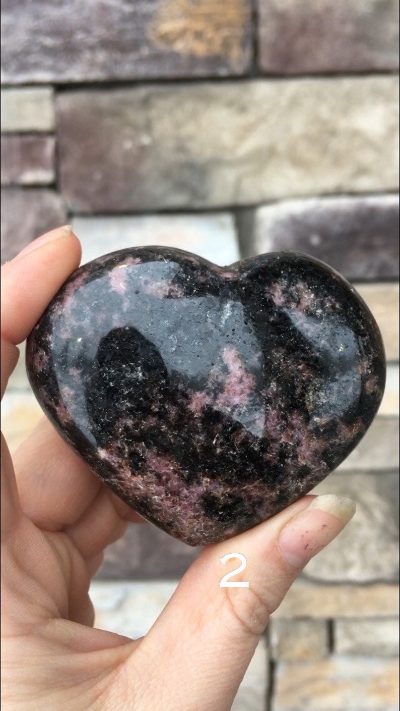 Rhodonite puffy heart, stone heart, crystal hearts, sallysgemtreasures, rocks for home 2