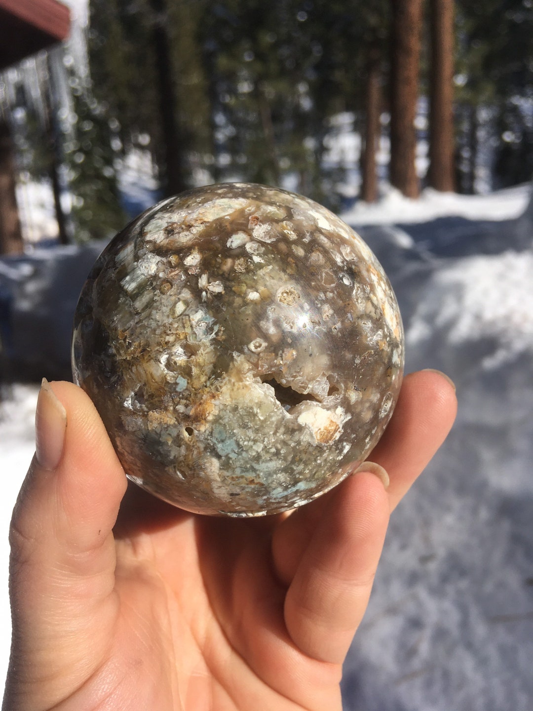 Fish Egg Agate Sphere, Rocks and Minerals, Agate Ball, Unique Agate