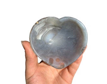 Mini agate bowl, heart shape crystal dish, stone ashtray, trinket bowl