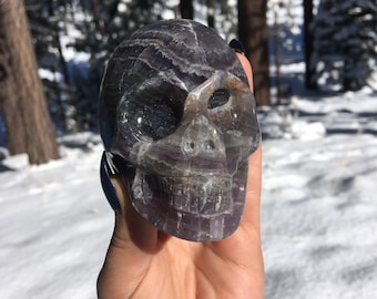 Purple fluorite skull, crystal skull, metaphysical crystal, sallysgemtreasures