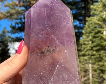 Large light purple amethyst tower, stone wand, Amethyst crystal, purple stone, February birthstone