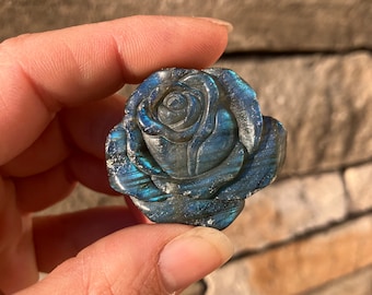 Labradorite rose, stone flower, sallysgemtreasures