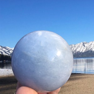 Xl Celestite sphere, blue crystal ball, 80mm sphere