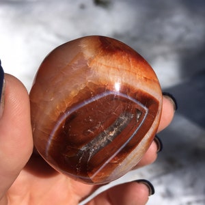 Carnelian palm stones, crystal palm stone, large orange and red stone, polished stones CA13