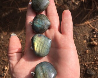 Labradorite heart pendant, puffy heart necklace, flashy heart jewelry, sallysgemtreasures