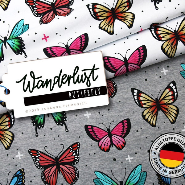 Sweat Wanderlust Butterfly, Alb Stoffe