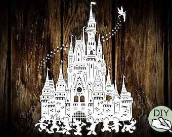 Magical Kingdom Castle Papercut Template Poster PDF PNG & SVG, File for Silhouette Cameo or Cricut - digital download