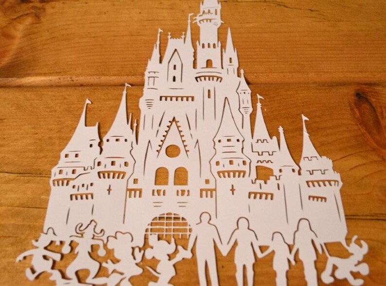 Disney Castle Papercut Template Poster PDF PNG for