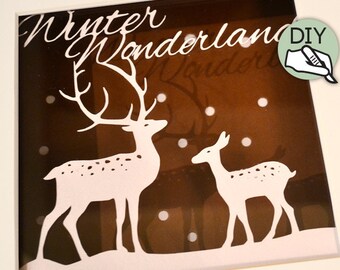 Reindeer Commercial Papercut Template - digital download
