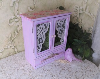 Pink Jewelry Box Vintage, Gift for girl,  Dainty Floral, French Cottage Chic