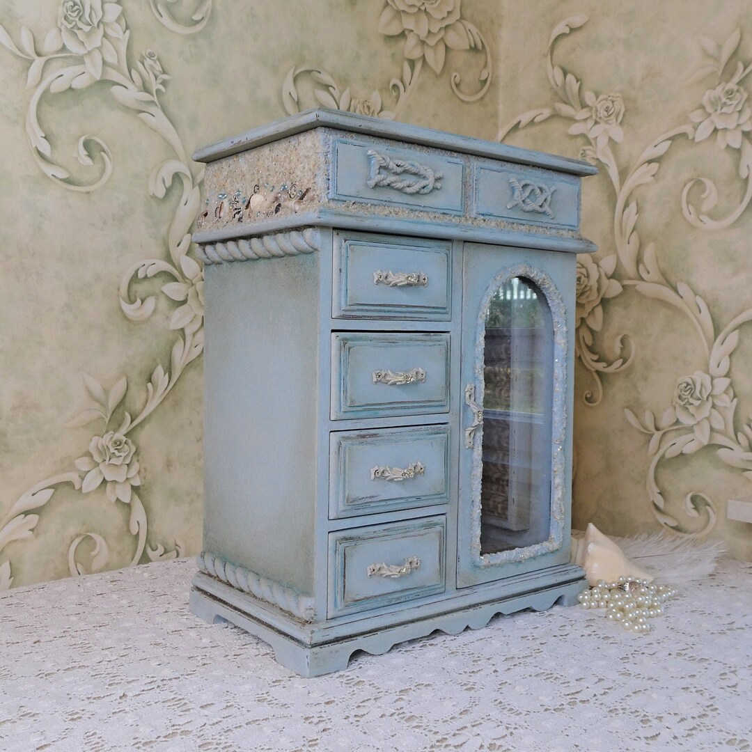 Beach Themed Nautical Jewelry Box Vintage One of a Kind Real Etsy