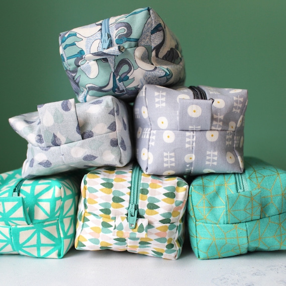 Boxy Bag Makeup Bag Box Pouch Cosmetic Bag Cotton Fabric Makeup Bag Traveller Gift Greens Etsy UK
