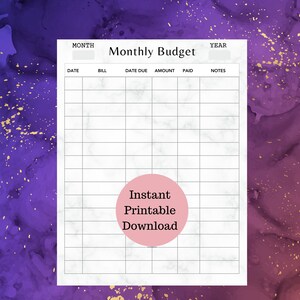 Monthly Budget Planner Printable | Financial Journal | Monthly Budget Sheet PDF | Personal Budget Worksheet | Expense & Income Tracker