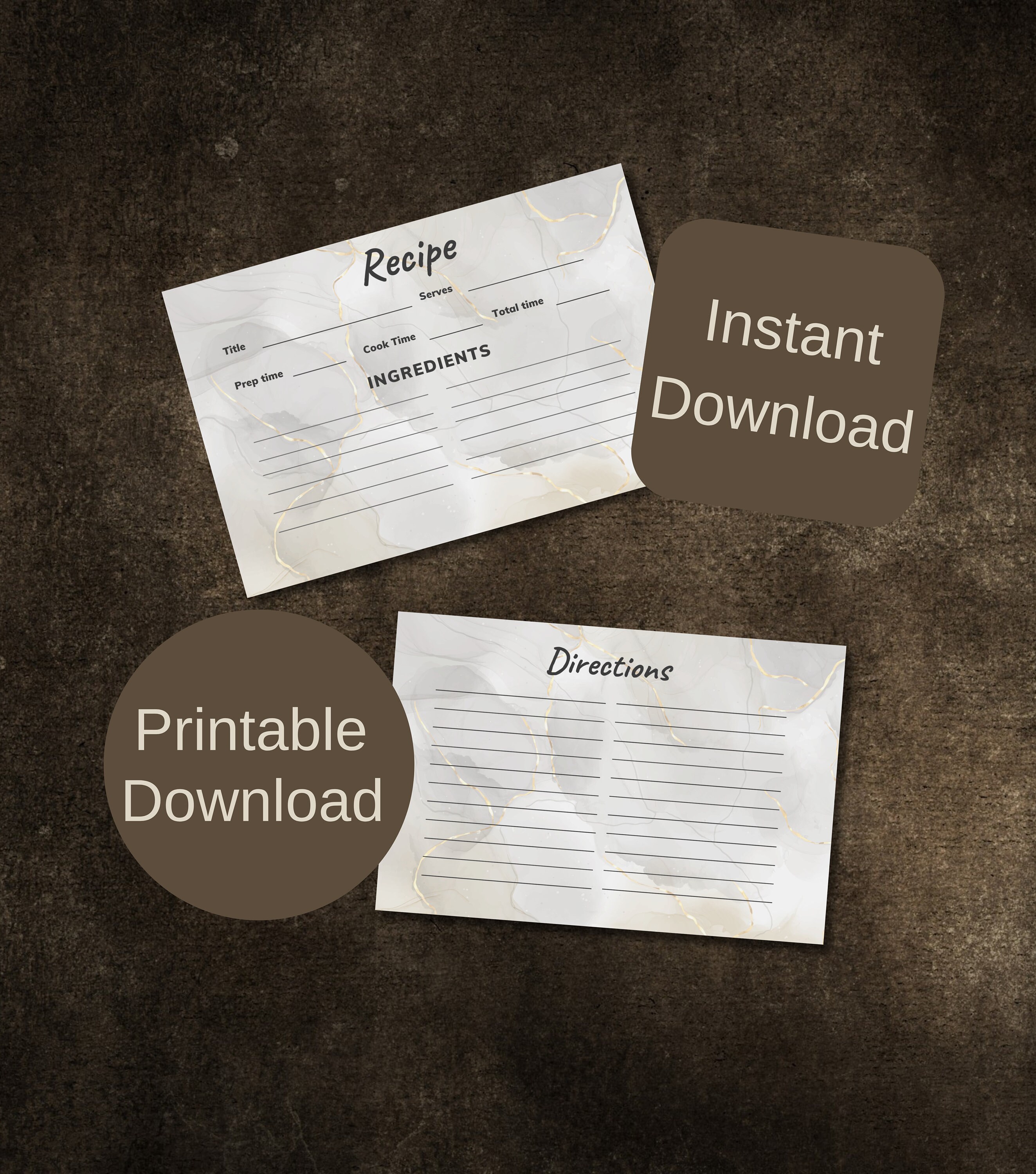 Printable Recipe Cards, Modern Design (digital Download) - Etsy