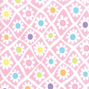 Frolic Daisy Cotton Fabric by Moda - Pink Floral Quilting Fabric