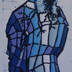 Head Egg, original woodcut reduction print