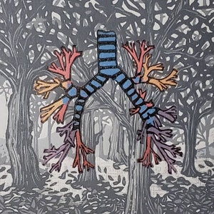 Bronc Branches, original woodcut print