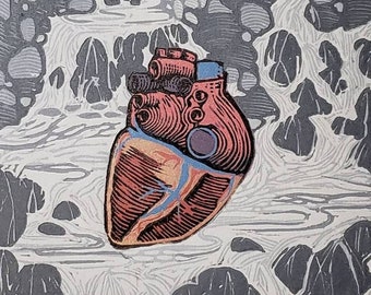 Pump with Purpose, original woodcut print