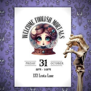 Haunted Mansion Party Invitation Featuring Madame Leota -  Editable Digital Template
