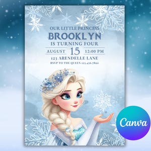 Frozen Elsa Inspired Birthday Party Invitation– Digital Editable Template