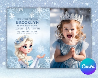Frozen Elsa Inspired Birthday Party Invitation– Digital Editable Template