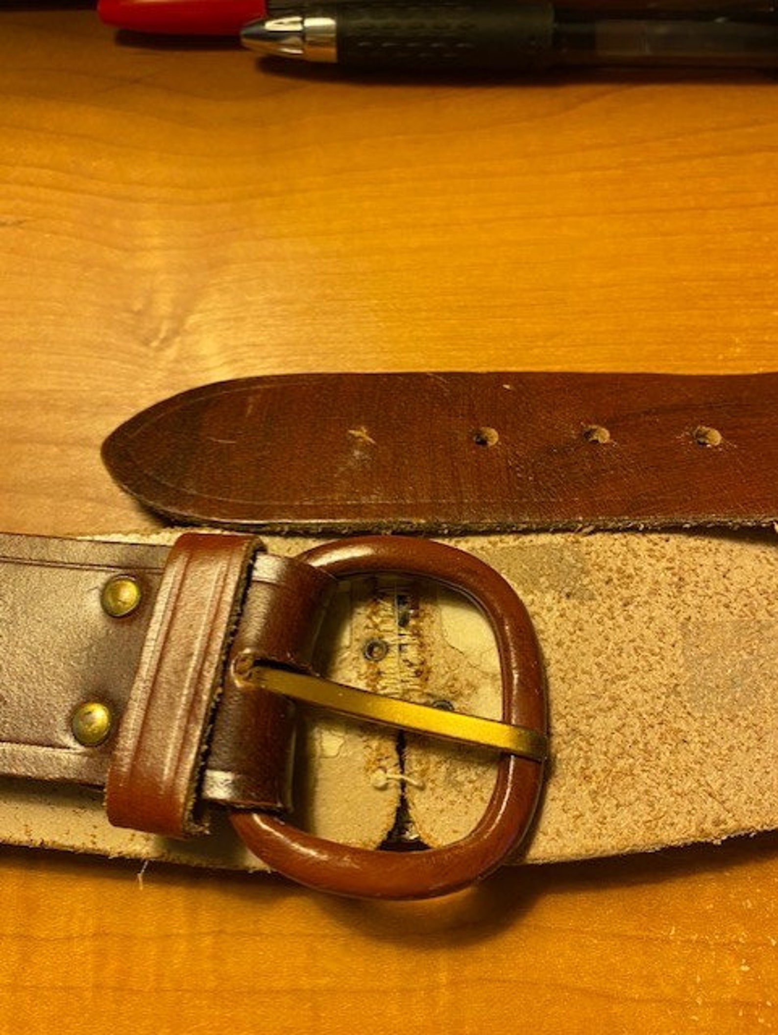 Vintage Brown/mahogany Leather Belt - Etsy